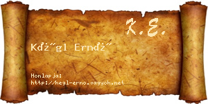 Kégl Ernő névjegykártya